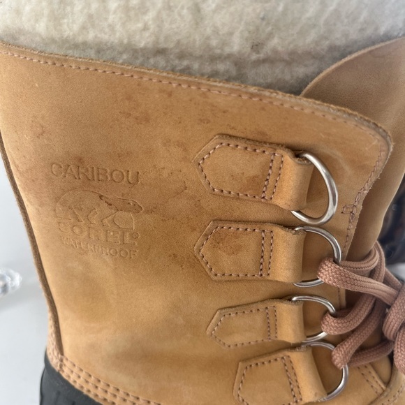 Sorel Womens Caribou WP Boots NL1004 280 Sz 6 leather w wool lining $130 - Picture 3 of 15